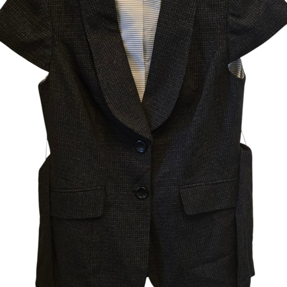 The Limited Women's Black Blazer with Cap Sleeves and Notched Lapels
